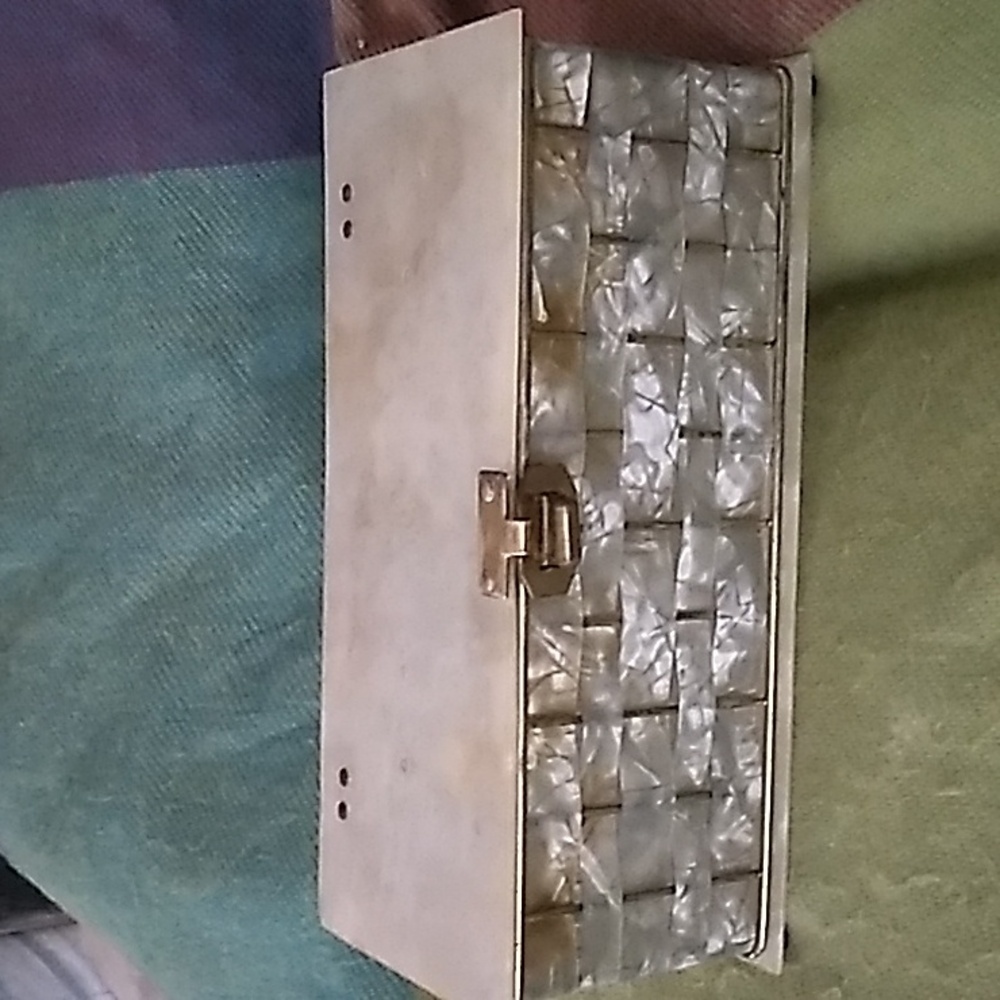 Vintagepearlized Marble Plastic Rectangle Purse - image 1